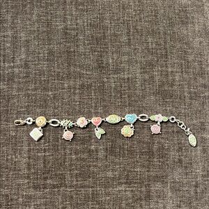 Brighton Floral Charm Bracelet in Silver and Pastel Colors